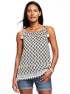 Old Navy Tie Strap Crochet Hem Cami For Women - White