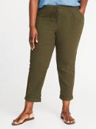 Old Navy Womens Mid-rise Plus-size Linen-blend Cropped Pants Moss Landing Size 1x