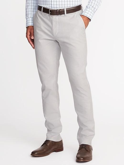 Old Navy Mens Slim Signature Built-in Flex Non-iron Pants For Men Pale Gray Micro-pattern Size 34w
