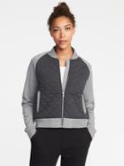 Old Navy Quilted Fleece Bomber Jacket For Women - Light Heather Gray