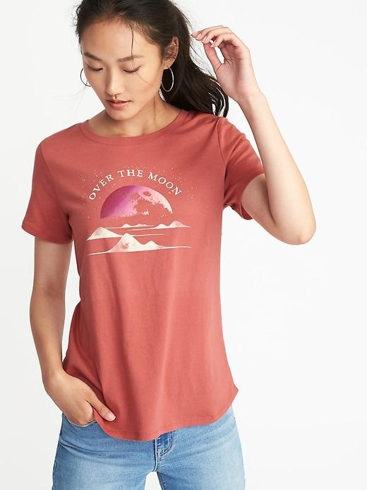 Old Navy Womens Graphic Everywear Tee For Women Over The Moon Size S
