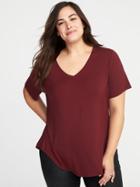 Old Navy Womens Luxe Curved-hem Plus-size V-neck Tee Maroon Jive Size 3x