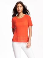 Old Navy Swing Mesh Sweater For Women - Darling Clementine