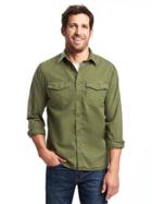 Old Navy Regular Fit Garment Dyed Shirt Jacket For Men - I Think Olive