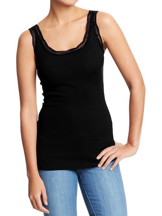Old Navy Old Navy Womens Lace Trim Perfect Tanks - Black Jack