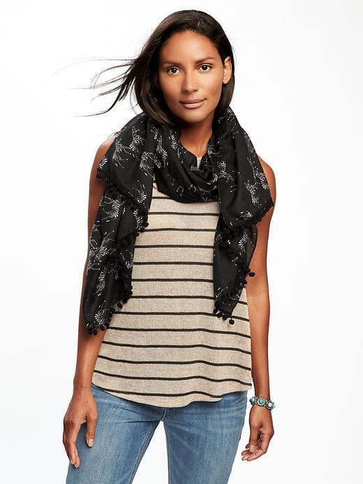 Old Navy Printed Linear Scarf For Women - Black/zebra