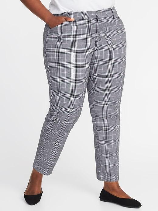 Old Navy Womens Mid-rise Secret-slim Plus-size Pixie Pants Glen Plaid Size 22