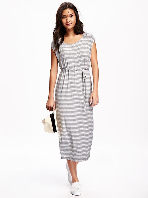 Old Navy Tie Waist Jersey Cocoon Dress For Women - Gray Stripe