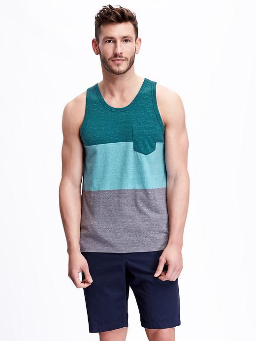 Old Navy Color Block Tank For Men - Heather Green