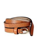 Old Navy Faux Leather Perforated Belt For Women - Cognac Brown
