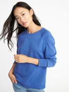 Old Navy Womens Relaxed French Terry Sweatshirt For Women Laundered Blue Size Xs