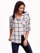 Old Navy Lightweight Boyfriend Shirt - Windowpane