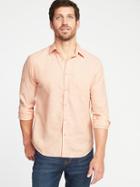 Old Navy Mens Regular-fit Linen-blend Shirt For Men Peach Size L