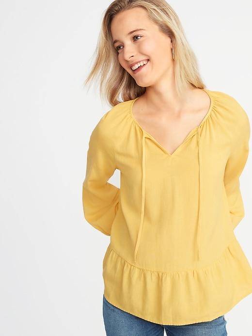 Boho Tie-neck Swing Top For Women