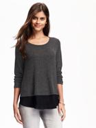 Old Navy Relaxed Chiffon Hem Sweater Knit Tee For Women - Black