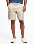 Old Navy Linen Blend Drawstring Shorts For Men 9 - White Small Stripe