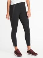 Old Navy Womens High-rise 7/8-length Ponte-knit Ankle-zip Street Leggings For Women Black Size M