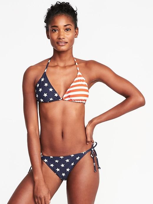 Old Navy Womens Triangle String-bikini Top For Women Americana Size M