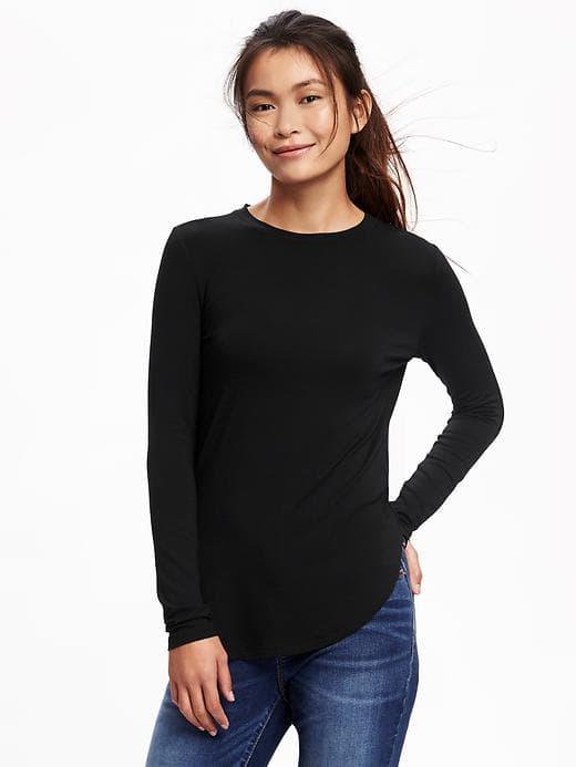 Old Navy Crew Neck Layering Tee For Women - Black