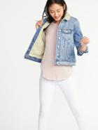 Old Navy Womens Sherpa-lined Denim Jacket For Women Medium Wash Size M