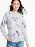 Old Navy Womens Relaxed French Terry Sweatshirt For Women Heather Gray Floral Size Xs