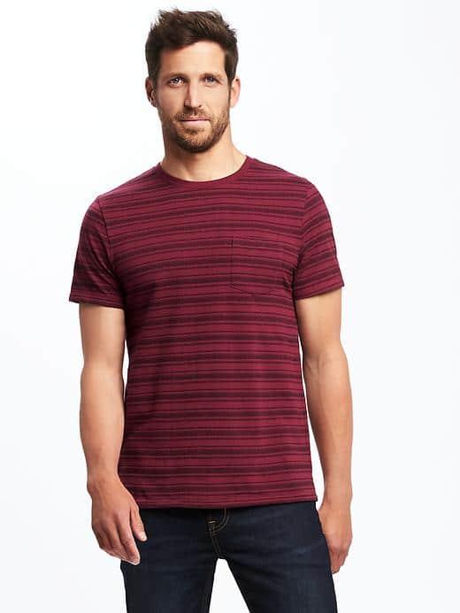 Old Navy Textured Stripe Pocket Tee For Men - Gosh Garnet