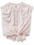 Old Navy Tie Front Dobby Top - Pinkapedia