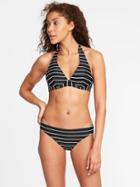 Old Navy Womens Underwire Halter Swim Top For Women Black/white Stripe Size M