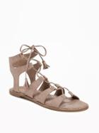 Old Navy Lace Up Gladiator Sandals For Women - New Taupe