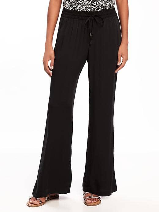 Old Navy Mid Rise Soft Wide Leg Pants For Women - Black