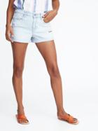 High-rise Secret-slim Pockets Distressed Denim Shorts For Women -- 3-inch Inseam