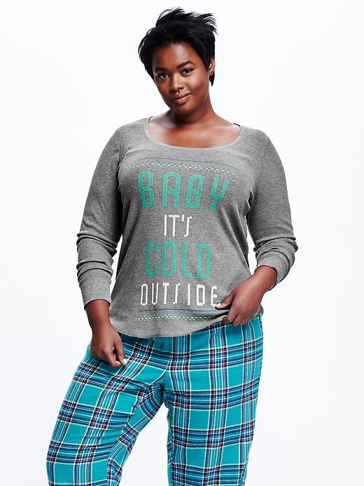 Old Navy Graphic Waffle Knit Tee Size 1x Plus - Grey