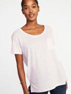 Old Navy Womens Boyfriend Linen-blend Pocket Tee For Women Of Quartz Size Xxl