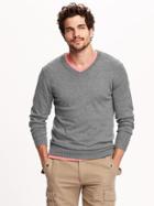 Old Navy Mens Solid V Neck Sweaters Size Xxl Big - Heather Grey