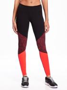 Old Navy Go Dry Compression Tights For Women - Red It Neon Polyester