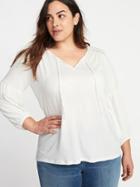 Old Navy Womens Crinkle-jersey Tie-neck Plus-size Blouse Calla Lilies Size 1x