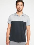 Old Navy Mens Go-dry Color-block Performance Polo For Men Heather Gray Size Xxl