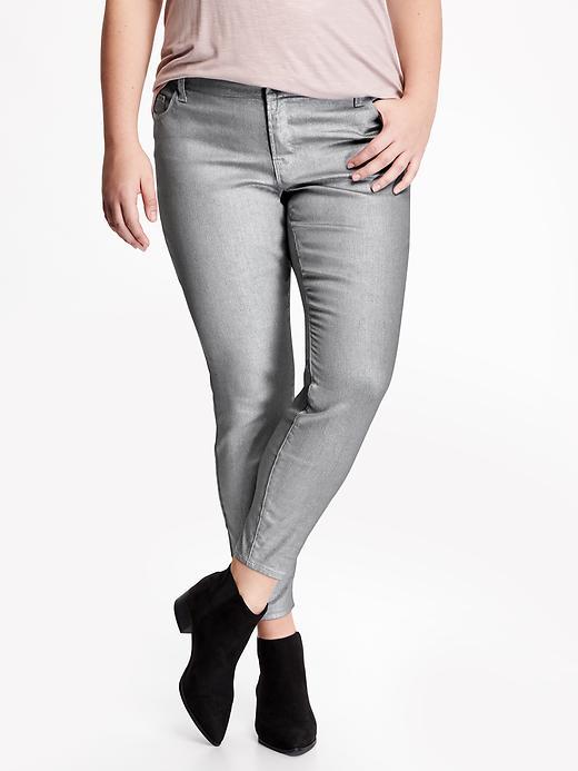 Old Navy Womens Plus Universal Mid Rise Metallic Jeans Size 16 Plus - Pewter