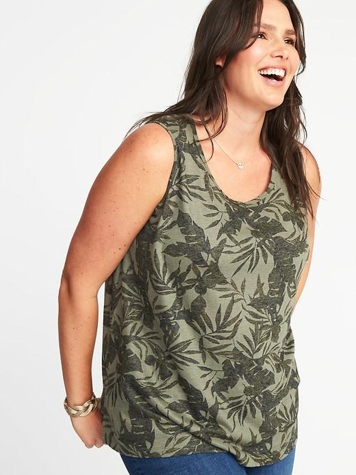 Old Navy Womens Plus-size Linen-blend Tie-back Tank Olive Through This Size 2x