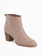 Old Navy Sueded Side Zip Ankle Boots For Women - New Taupe