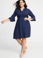 Old Navy Womens Waist-defined Plus-size Henley Dress Lost At Sea Navy Size 1x