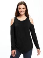 Old Navy Relaxed Cold Shoulder Top For Women - Black