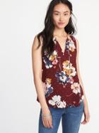 Old Navy Womens Relaxed Boho V-neck Top For Women Burgundy Floral Size Xs