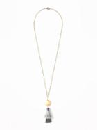 Old Navy Womens Tassel Pendant Necklace For Women Gray Size One Size