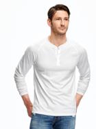 Old Navy Jersey Raglan Sleeve Henley Tee For Men - Bright White