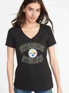 Old Navy Womens Nfl Team Graphic V-neck Tee For Women Steelers Size M