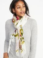 Old Navy Womens Printed Gauze Scarf For Women White Multi Size One Size