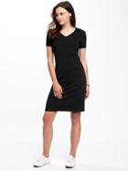 Old Navy V Neck Bodycon Tee Dress For Women - Black Jack 2