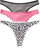 Old Navy Womens Jersey Thong 3 Packs - Black Leopard
