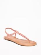 Old Navy Womens Braided T-strap Sandals For Women Blush Size 9